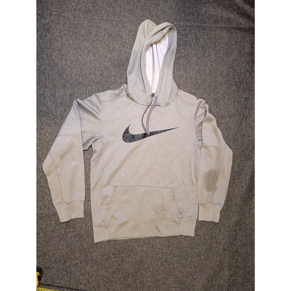 Nike Therma-FIT Mens Small Gray Pullover Hoodie Swoosh Logo Training Sweatshirt